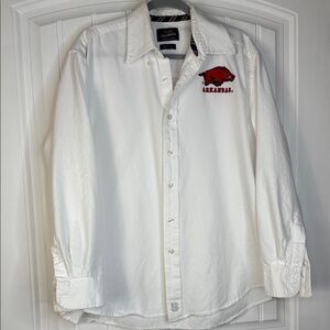 Izod Men’s White Shirt with Red Arkansas razorback Embroidery Sz L